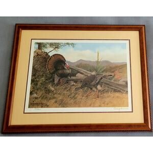 OWEN GROMME "A Long Courtship-Wild Turkeys" Signed/Numbered Print/22X27" Framed